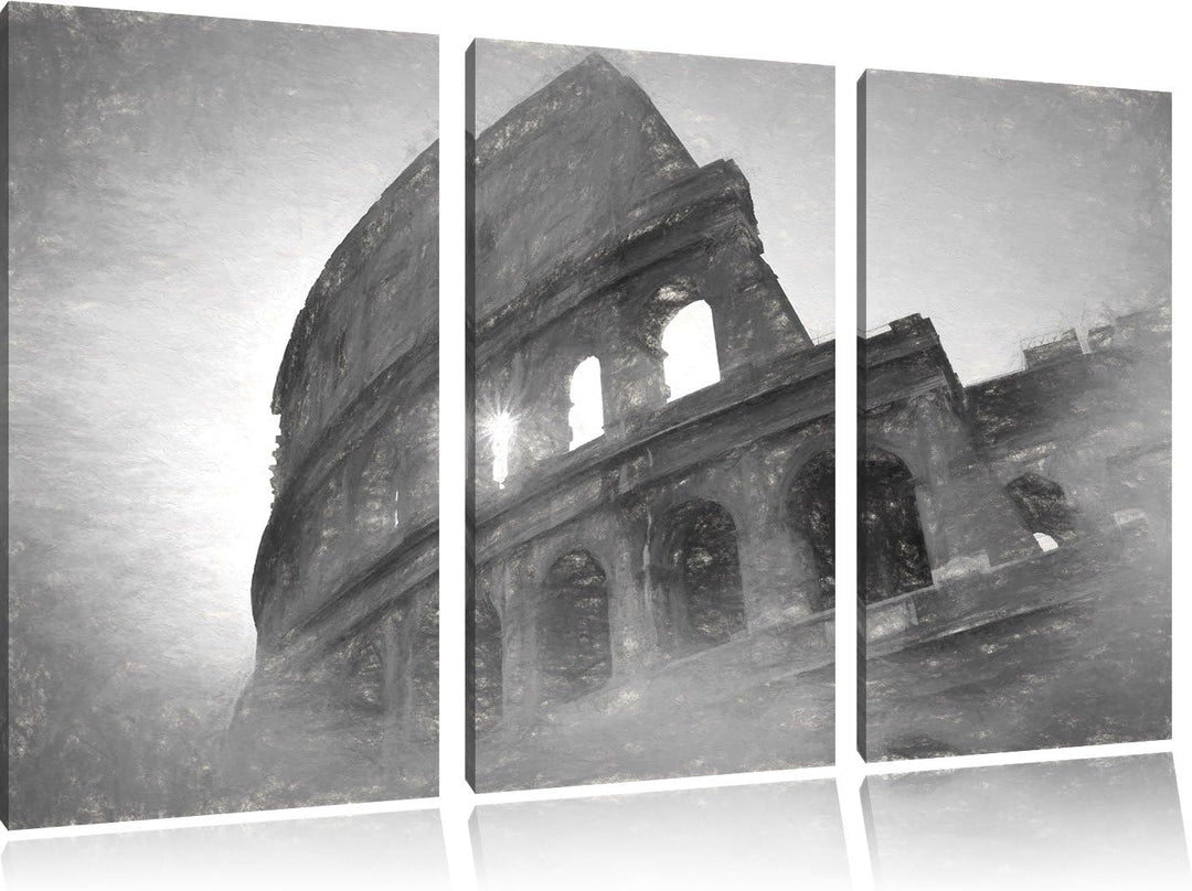 Pixxprint Kolosseum in Rom als Leinwandbild/Grösse: 3 Teilig (120x80) cm/Wandbild/Kunstdruck/fertig