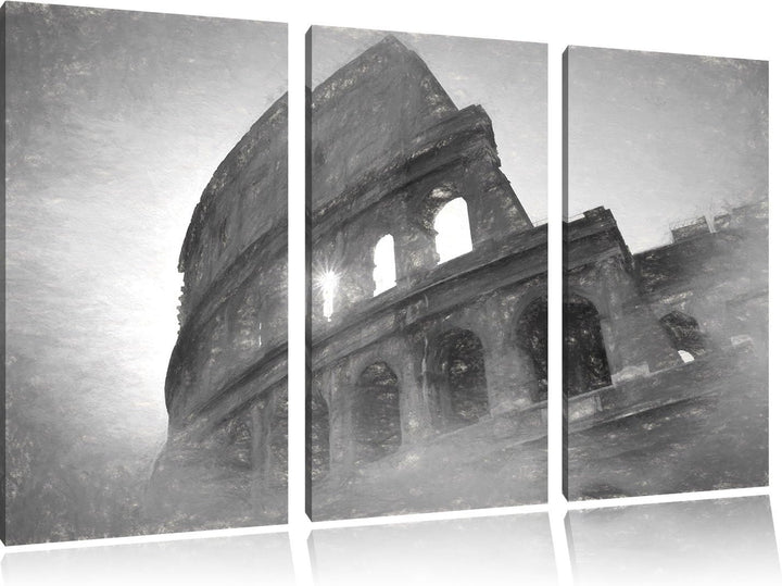 Pixxprint Kolosseum in Rom als Leinwandbild/Grösse: 3 Teilig (120x80) cm/Wandbild/Kunstdruck/fertig