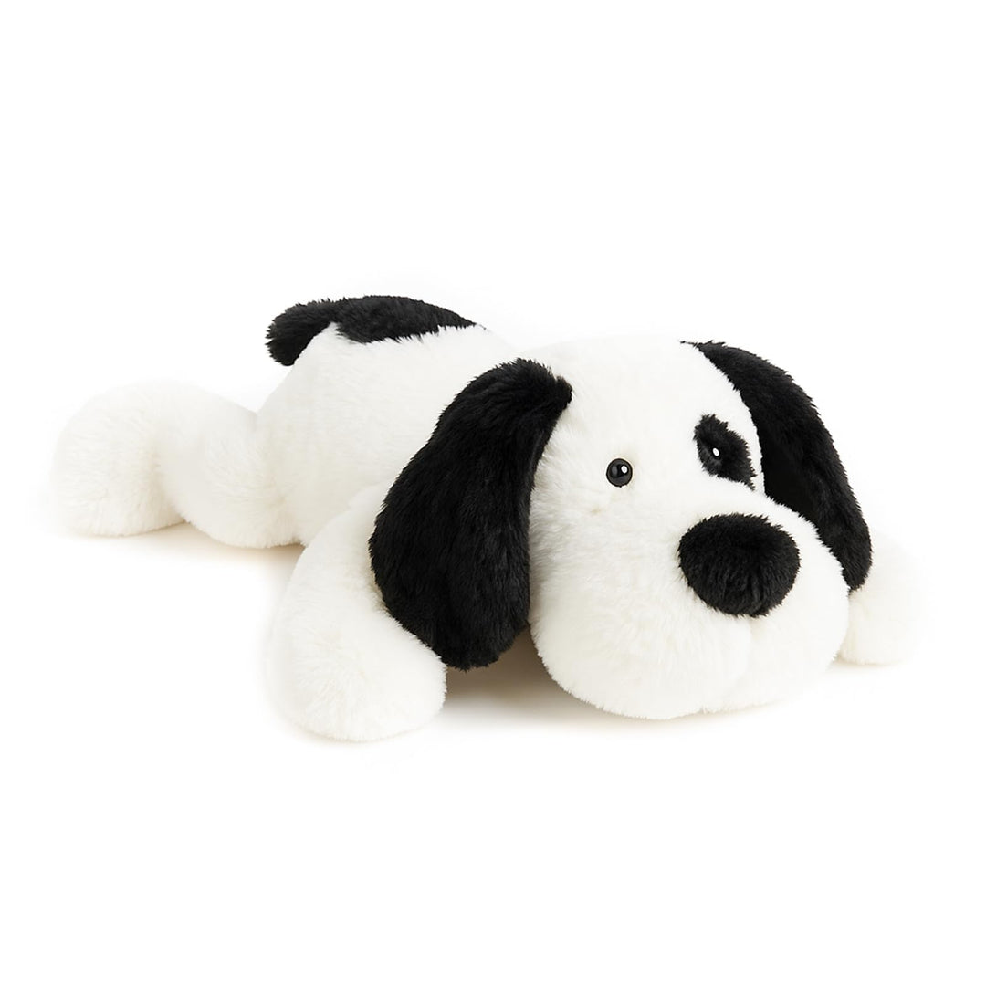 WEIGEDU Plüschhund Kuscheltier Schwarz-Weiss – Weiches Stofftier Hund 50 cm, Liegender Kuschelhund P