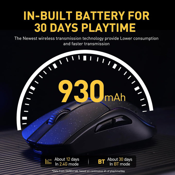 DAREU A950 Gaming Mouse mit RGB Magnetic Ladestation, 88 g Leichte, Programmierbare Tri-Mode Gamer M