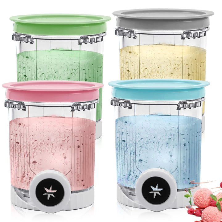 4 Stück Behälter für Ninja Swirl by CREAMi Softeis- & Eismaschine, 480 ml Eismaschine Zubehör für Ni