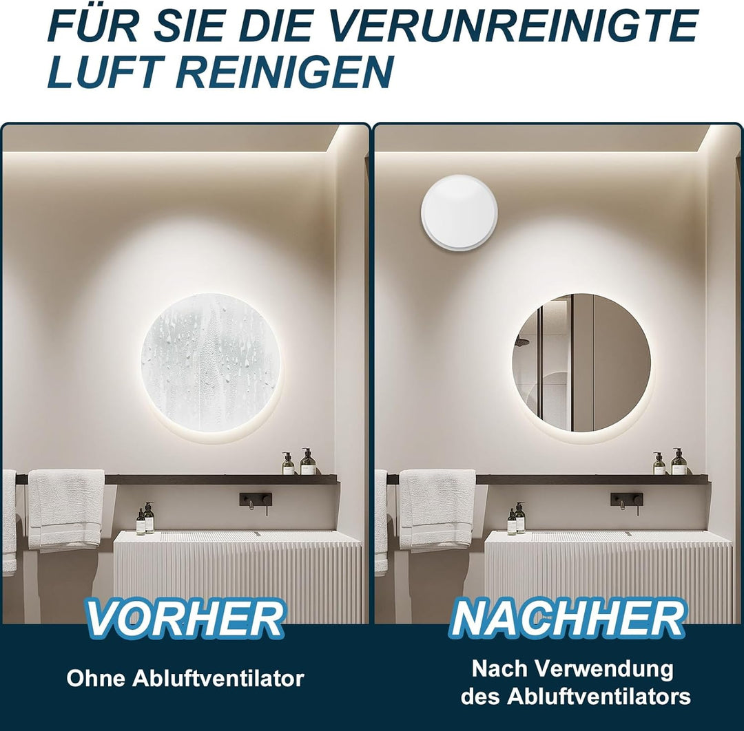 SBONNI Badlüfter 150mm - Geräuscharmer Badezimmerlüfter - 310m³/h Abluftventilator, Badlüfter mit Na