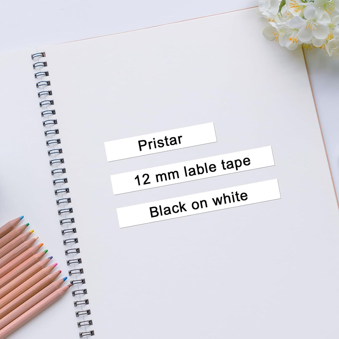 6x Pristar Kompatible Schriftband als Ersatz für Dymo Letratag 91221 S0721660 Etikettenband 12mm x 4