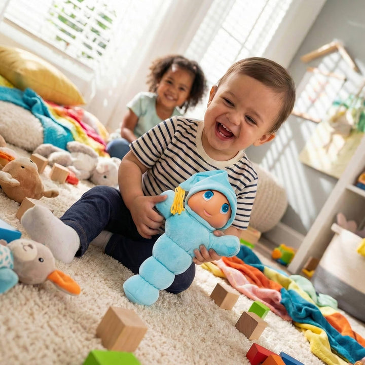 MOLTO | Gusy Luz® Blauer Regenbogen, Kinder-Nachtlicht, Klassische Schlafpuppe, 2 Schlaflieder zum T