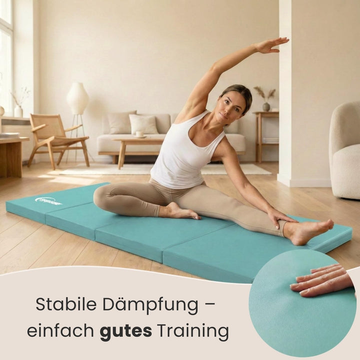 eyepower klappbare Turnmatte für Zuhause 180x60x5 cm - dicke Gymnastikmatte - Weichbodenmatte faltba