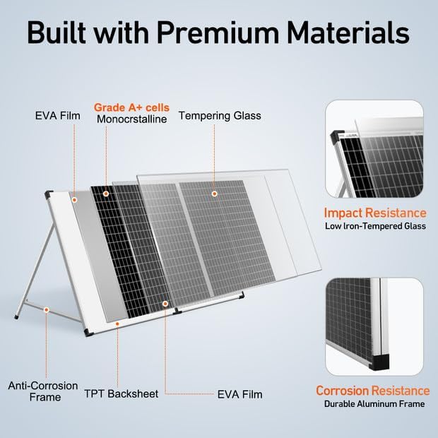 DOKIO 100 Watt 12 Volt Monokristalliner Faltbarer Tragbarer Solarmodule Mit Wasserdichtem Laderegler