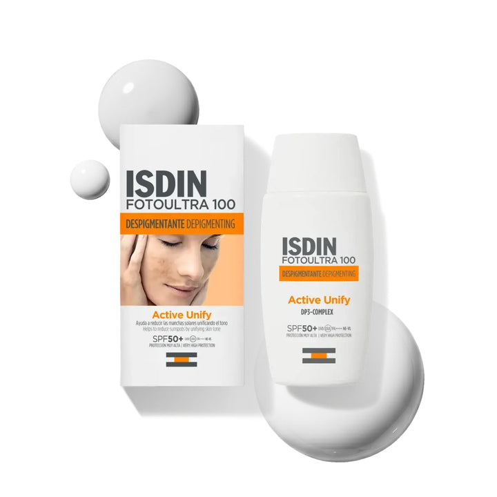 ISDIN FotoUltra Active Unify LSF 50+, Hellt auf und vereinheitlicht den Hautton, Sonnencreme mit dre