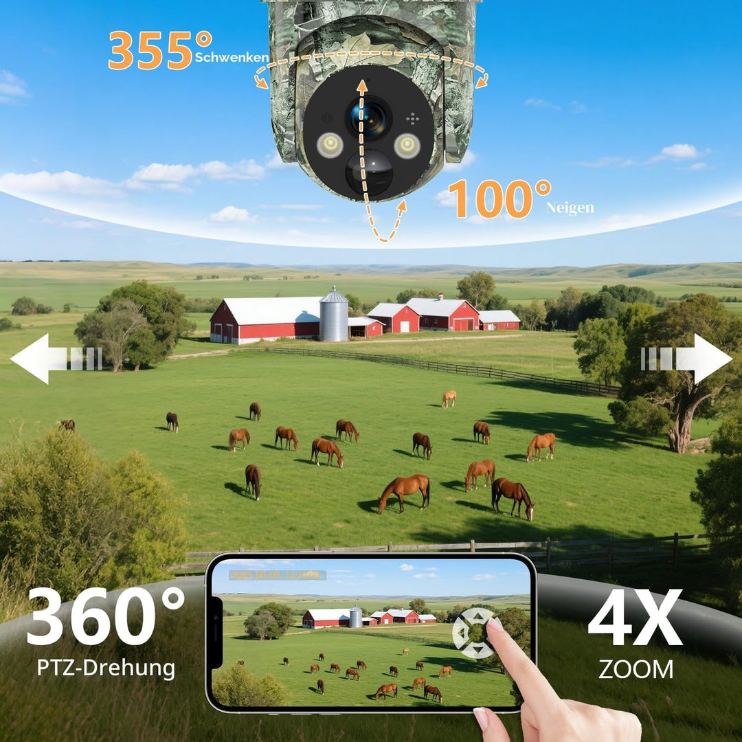 Lemnoi 4G LTE Solar Wildkamera mit SIM Karte Vorinstalliert, Akku Wildkamera mit Bewegungsmelder, 2K