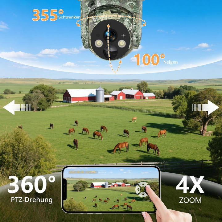 Lemnoi 4G LTE Solar Wildkamera mit SIM Karte Vorinstalliert, Akku Wildkamera mit Bewegungsmelder, 2K