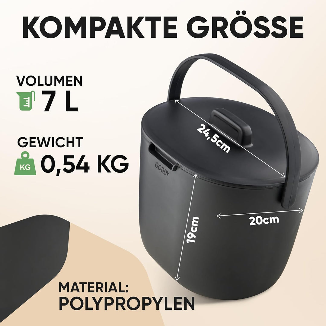 GODDY Biomülleimer Küche Bioabfallbehälter für küche Eimer mit Deckel [Geruchsdicht] 7L Komposteimer