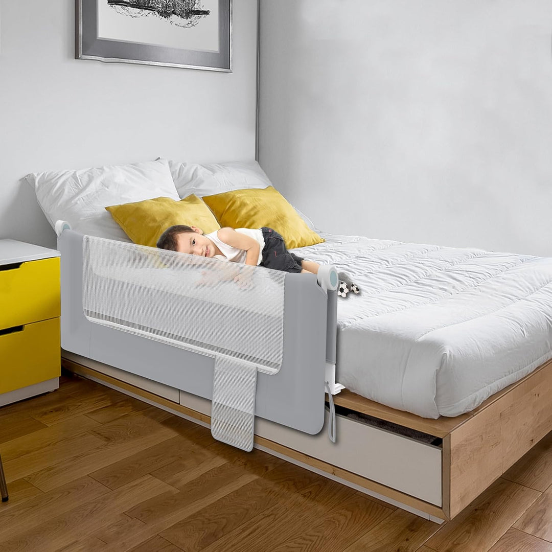 HENGMEI Rausfallschutz Bett 150 cm Bettgitter Bettschutzgitter Kinderbettgitter Zusammenklappbar um