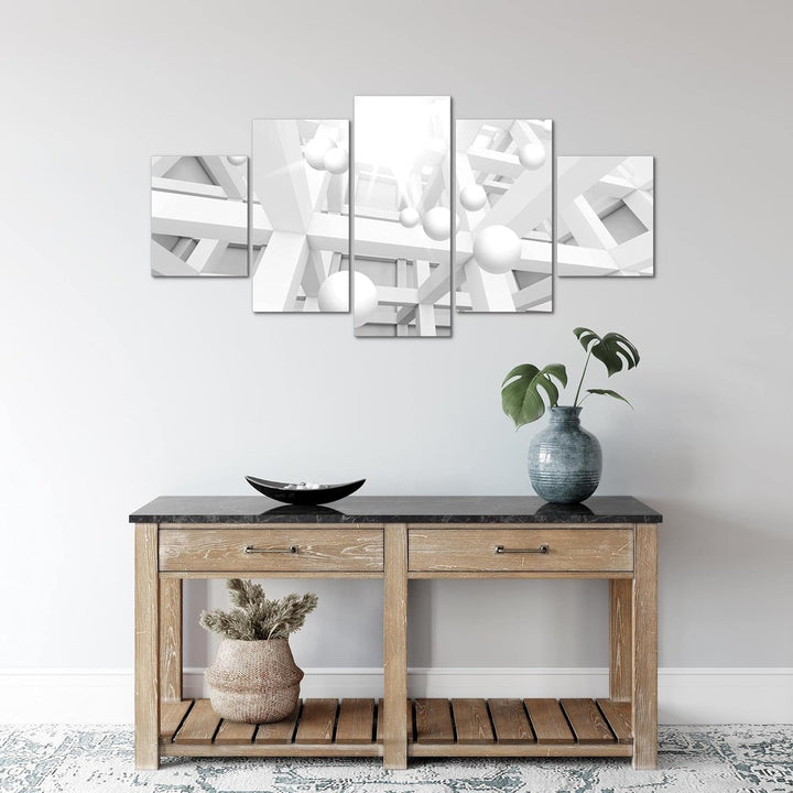Runa Art Wandbilder Abstrakt Kugel 5 Teilig Bild auf Vlies Leinwand Deko Wohnzimmer Schlafzimmer 3D