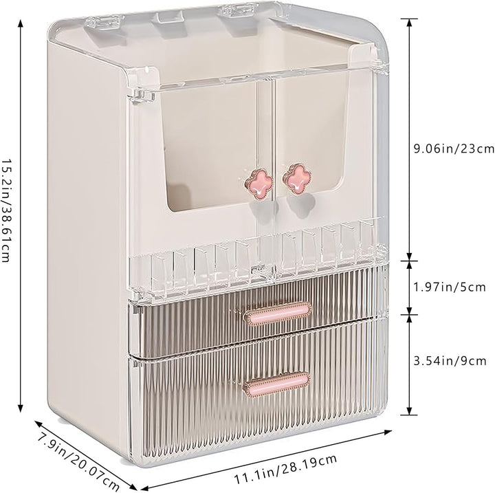 Make Up Organizer Kosmetik Aufbewahrung mit Deckel Schubladen Dustproof Cosmetic Schmink Organizer B