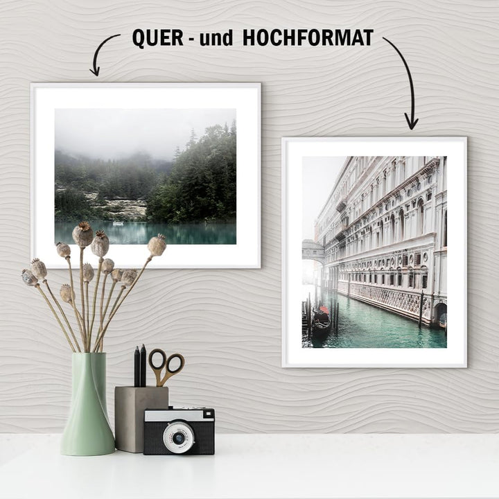 HaakDesign schmaler Bilderrahmen Alena Aluminium Alubilderrahmen 80 x 120 cm Weiss Fotorahmen, Gesch