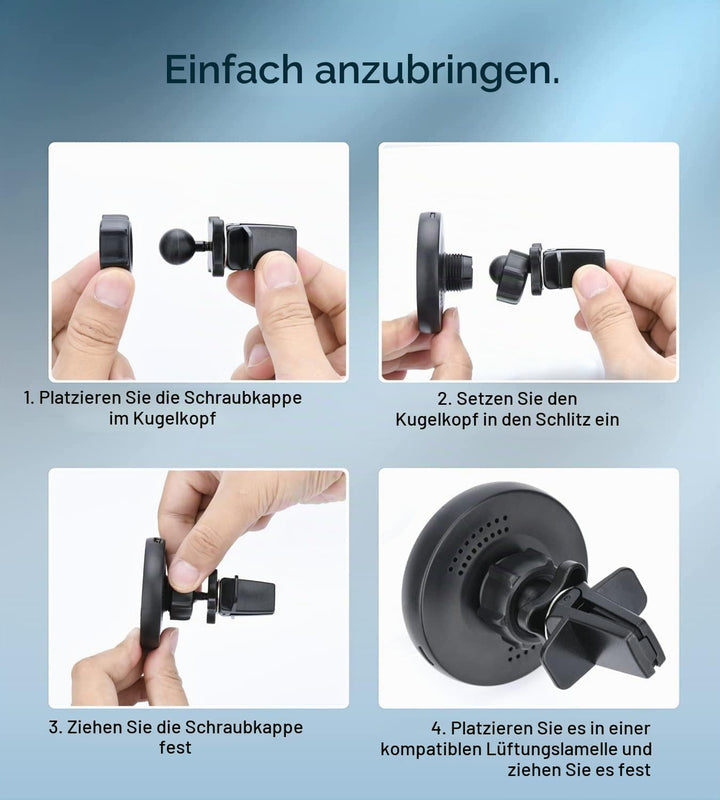 Gloplum Kompatibel 15W Ladegerät Magsafe Autohalterung, Kabelloses Magnet Auto Handyhalter,Wireless