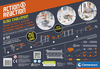 Clementoni - Action & Reaktion-Glow-Effekt-Konstruktionen, Kugelbahn, Kugelbahn, wissenschaftliches