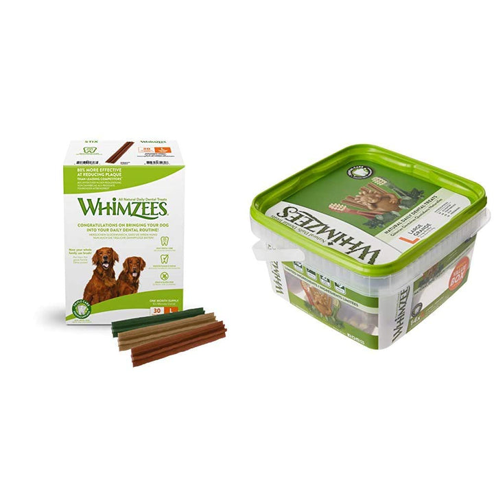 WHIMZEES Natürliche Getreidefreie Zahnpflegesnacks, Kaustangen für Hunde, Monats-Packung &amp; Natürlich