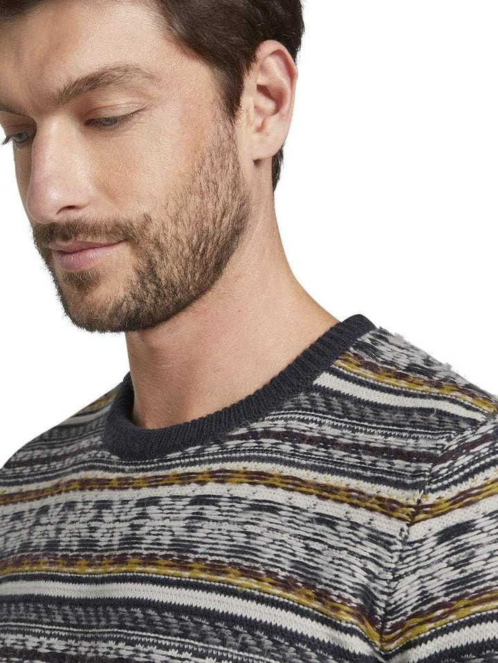 TOM TAILOR Herren Pullover &amp; Strickjacken winterlicher Jacquard-Pullover Blue Jacquard,XL,20841,6000