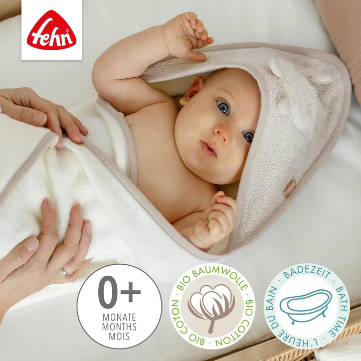 Fehn Bade-Set Schaf Natur – Bade-Set Handtuch & Waschlappen aus Baumwolle aus biolgischem Anbau - mi
