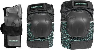 Powerslide Schützer Set, Standard Women in Grau/Grün für Inline Skates, Roller Skates und Skateboard