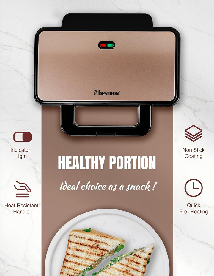 Bestron XL Sandwichmaker, Sandwich-Toaster für 2 Sandwiches in Muschelform, ideal für American Sandw