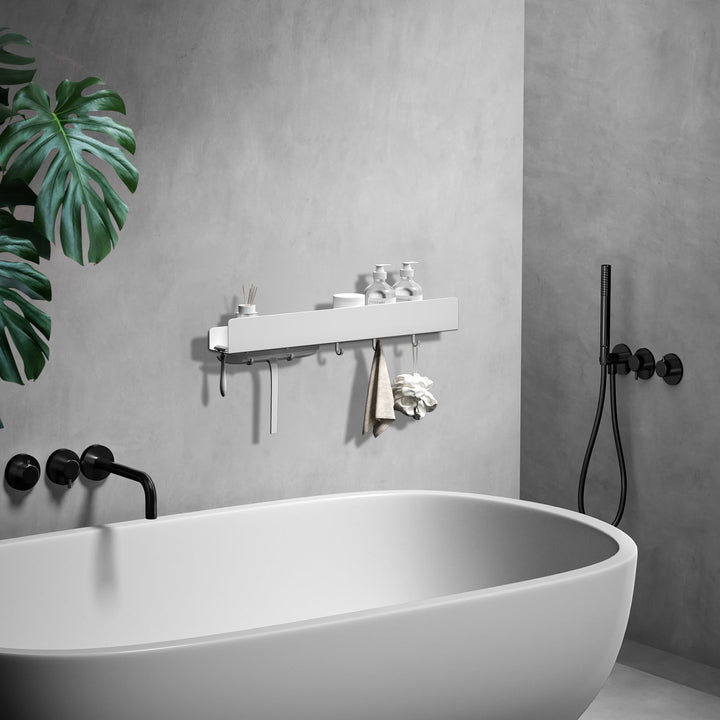REKITA Duschablage ohne Bohren, Badezimmer Organizer 50 cm, Duschablage Edelstahl mit 5 Abnehmbaren