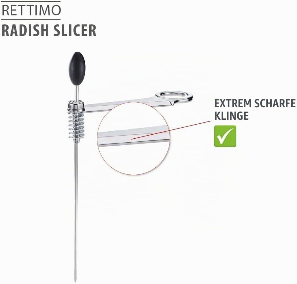 GEFU Rettichschneider RETTIMO – Rettich-Spiralschneider aus rostfreiem Edelstahl mit langen Haltesta