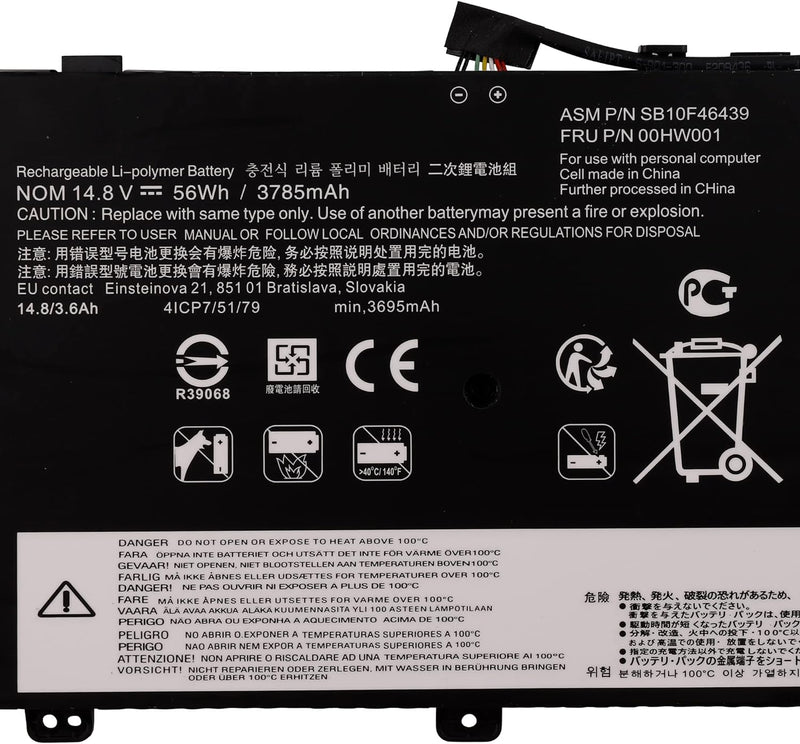 Swark Laptop Akku 00HW001 SB10F46439 Replacement Komplett with ThinkPad S3 Yoga 14 SB10F46439 4ICP7