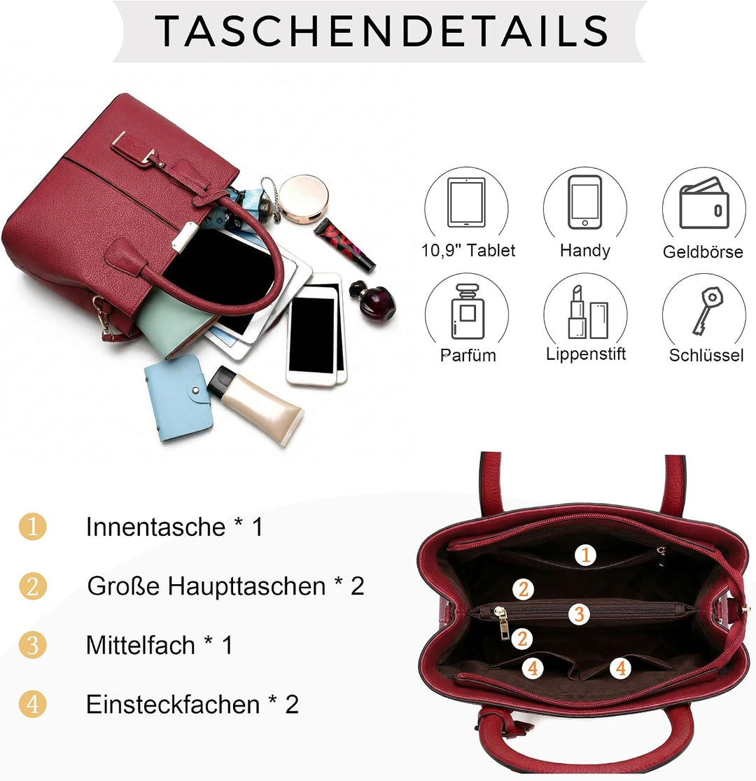 VARLIVOO Elegant Damen Handtasche Schultertasche Frauen Umhängetasche Taschen Shopper Wasserdicht PU