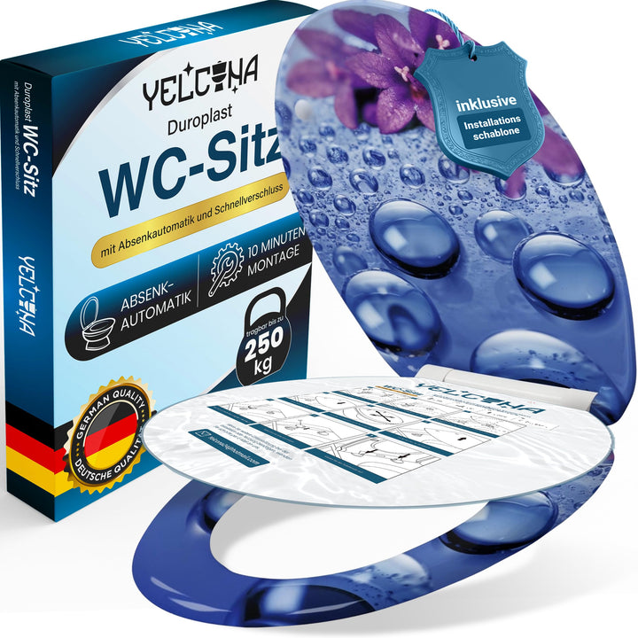 Yelcona WC-Sitz Duroplast,max. Belastung der Klobrille 150 kg Toilettensitz mit Absenkautomatik und