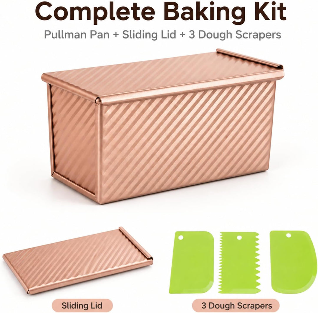 Pullman Kastenform zum Backen von Brot, Brotbackform mit Teigschaber, 0,5 kg Teig, Karbonstahl, Brot