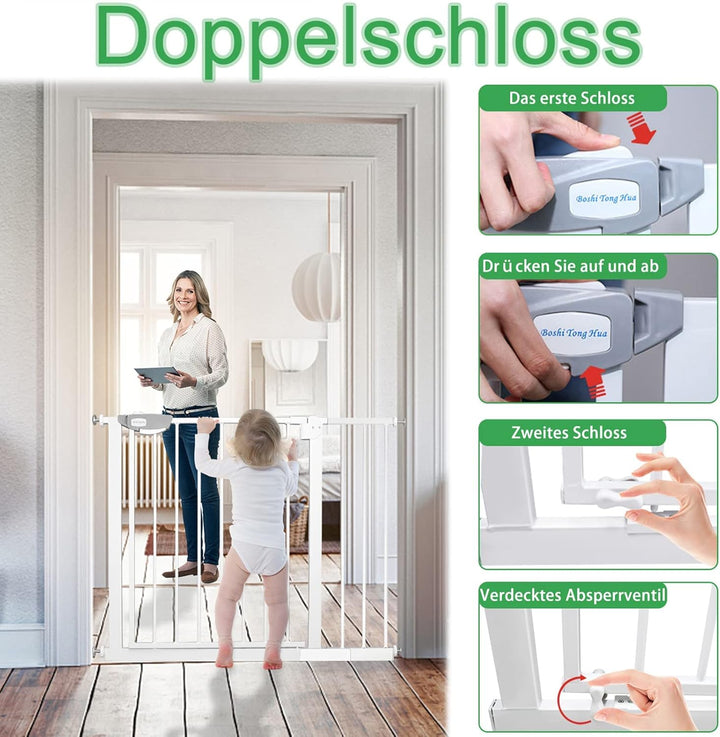 Treppenschutzgitter Türschutzgitter Kinder Ohne Bohren, Doppelschloss Schutzgitter Klemmgitter für K
