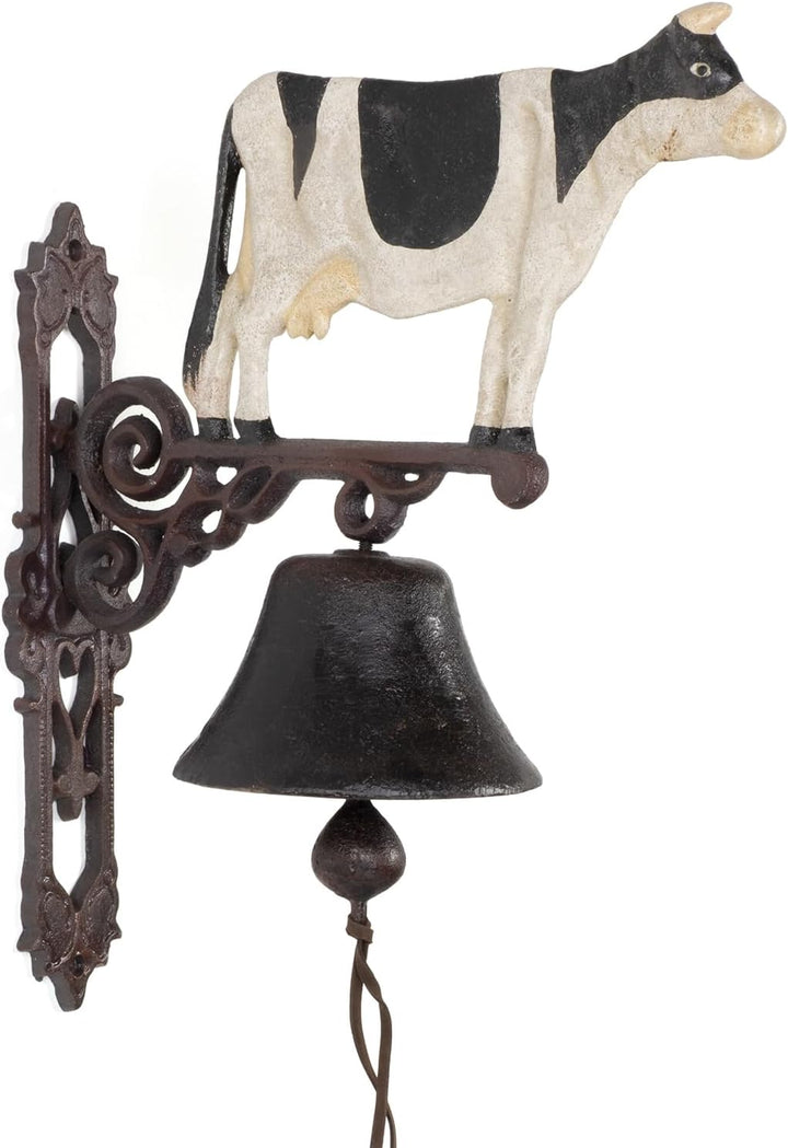 Moritz Gusseisen Wandglocke gefleckte Kuh schwarz weiss Bauernhof Glocke Türglocke 38,5 cm Höhe Haus
