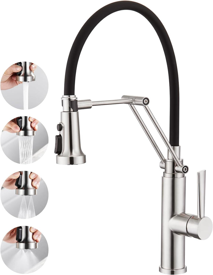 CREA Küchenarmatur mit 4 Wasserstrahlen abnehmbar, Einhebelmischer Armatur Wasserhahn für Küche Spül