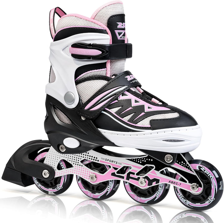 2PM SPORTS Cytia Rosa/Violett grössenverstellbare Inliner Kinder mit leuchtenden LED Rollen, lustige