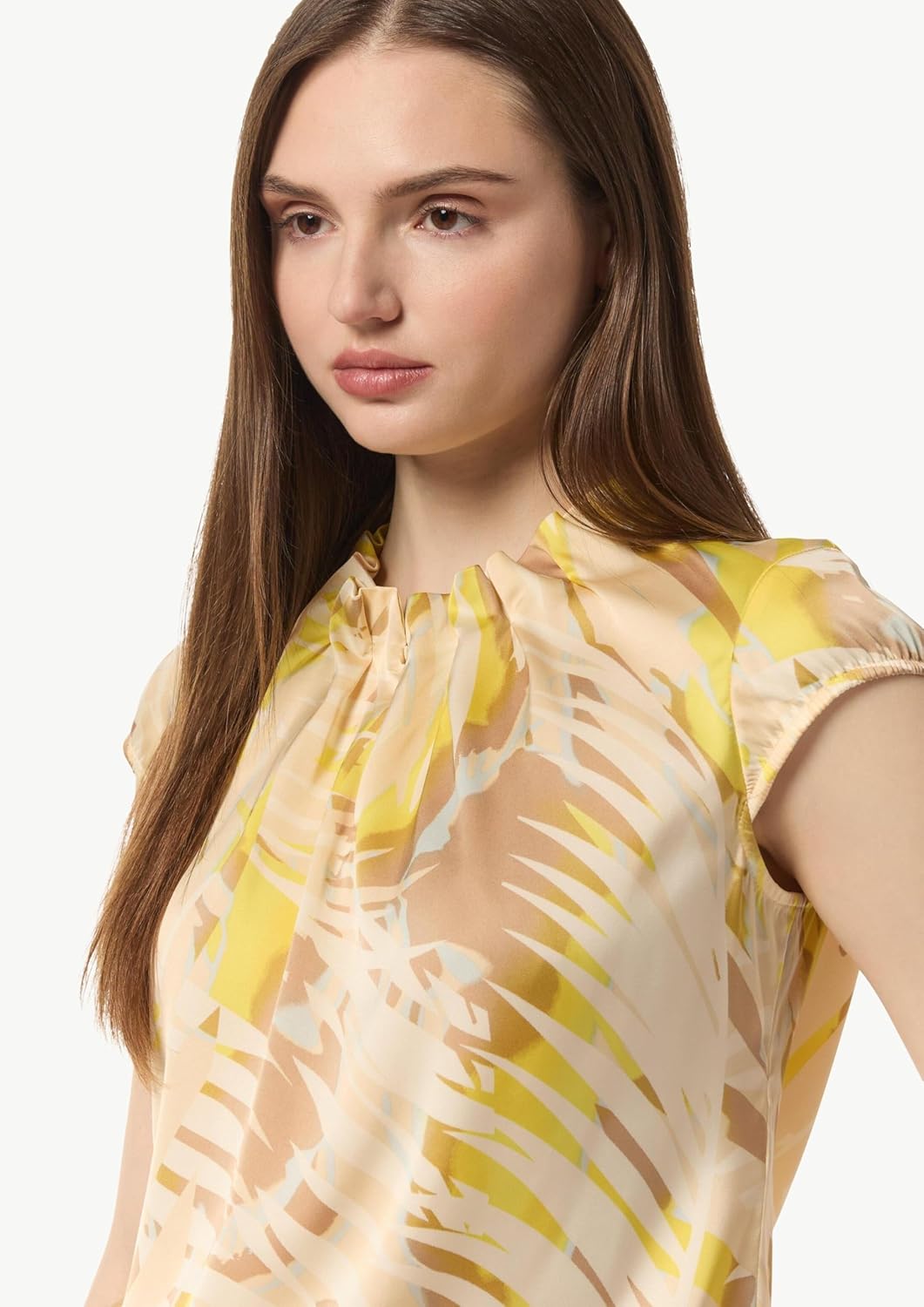 Comma Satinbluse mit Kappärmeln 40 Gelb, 40 Gelb