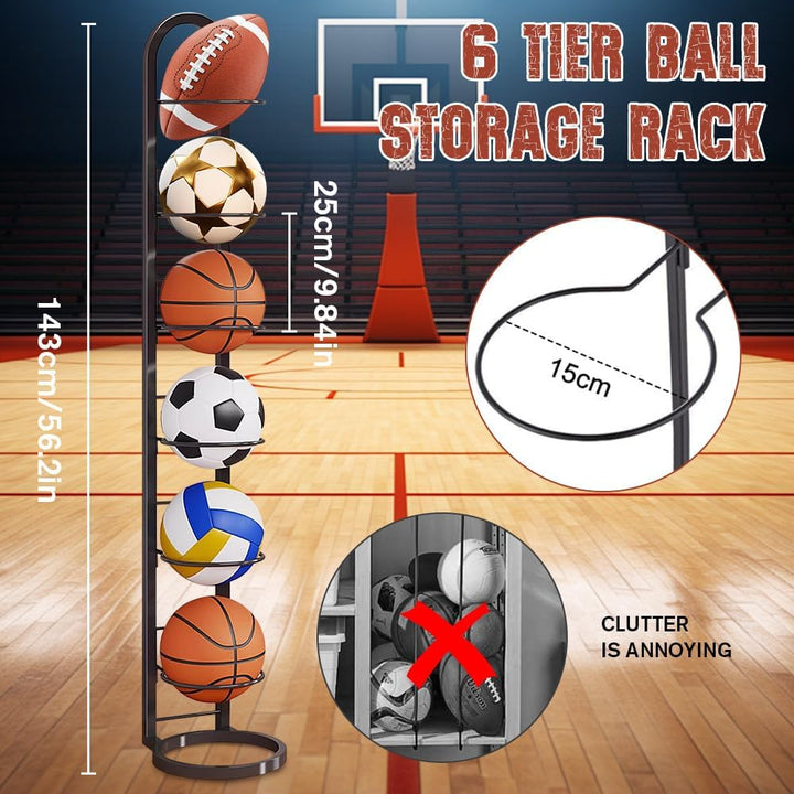Stufiger Ballständer, Vertical Ballregal Fussball Ständer, Abnehmbares Standing Rack Halter, Ball Au