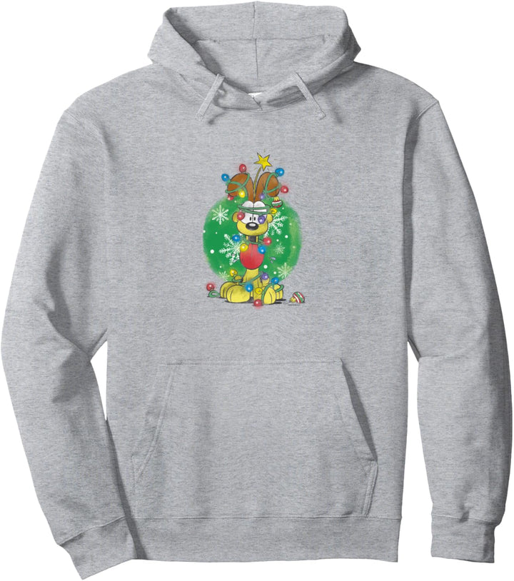 Garfield Odie Wrapped In Christmas Lights Pullover Hoodie