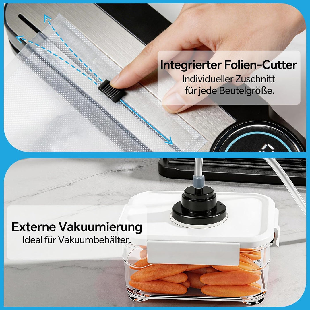 Maidlo All-in-1 Vakuumiergerät mit 100 BPA-freien Beuteln - 120W Vollautomatischer Vakuumierer für T