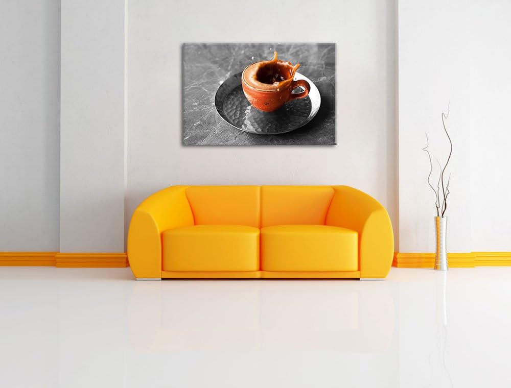 Stück Zucker fällt in Kaffee schwarz/weiss Format: 100x70 auf Leinwand, XXL riesige Bilder fertig ge