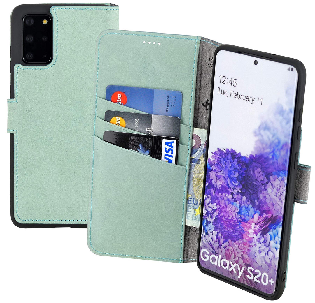 Suncase Book-Style Hülle kompatibel mit Samsung Galaxy S20 Plus Leder Tasche (Slim-Fit) Lederhülle H