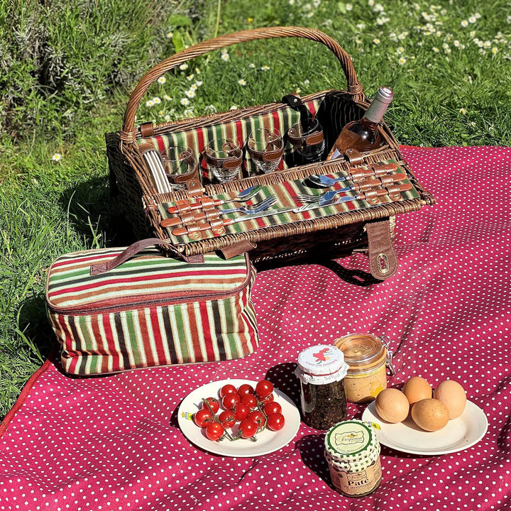 Les Jardins de la Comtesse - Picknickkorb Montmartre aus Weide - Komplett Für 4 Personen - Kühlfach
