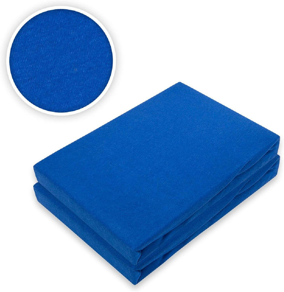 EXKLUSIV HEIMTEXTIL Jersey Spannbettlaken Doppelpack Rundumgummizug 180-200 x 200 cm Royalblau Royal