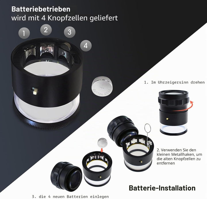 10x Vergrösserung 25mm Lupe Loupe Austauschbare Absehen 0-20mm Skala + 25mm Sichtfeld mit LED-Licht