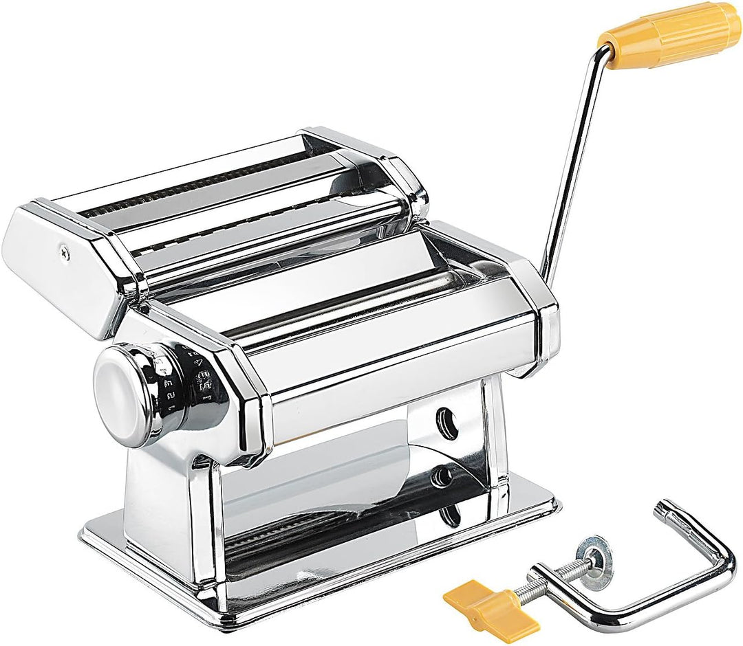 Rosenstein & Söhne Handnudelmaschine: Nudel-Maschine NM-100 mit Elektromotor, schmale & breite Bandn