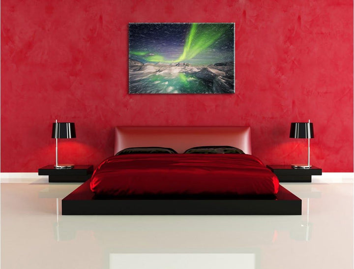 Pixxprint Polarlicht als Leinwandbild/Grösse: 100x70 cm/Wandbild/Kunstdruck/fertig bespannt, 100x70