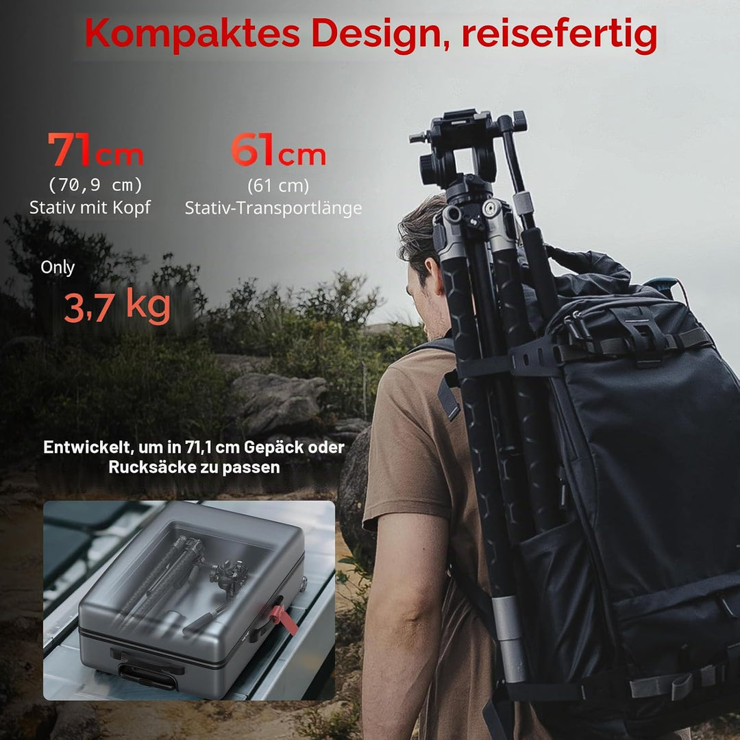 SMALLRIG x Potato Jet TRIBEX SE Hydraulisches Aluminium-Kamerastativ mit Fluidkopf, 6kg Tragkraft, m