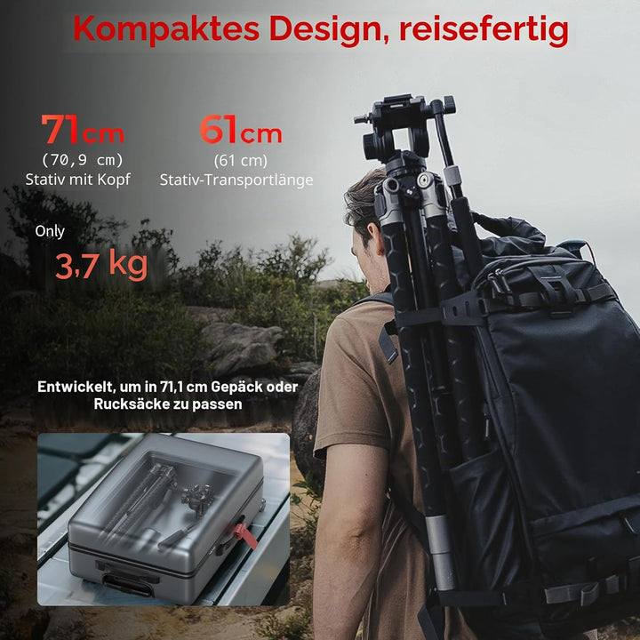 SMALLRIG x Potato Jet TRIBEX SE Hydraulisches Aluminium-Kamerastativ mit Fluidkopf, 6kg Tragkraft, m