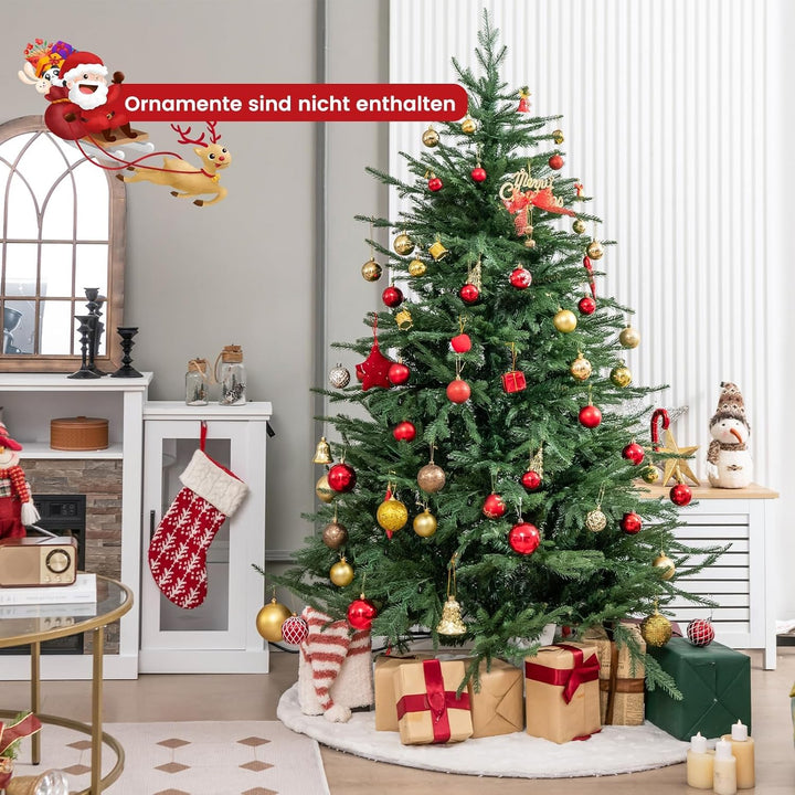 COSTWAY 180 cm Künstlicher Weihnachtsbaum beleuchtet, aufklappbarer Christbaum mit 8 Lichtmodi, 280