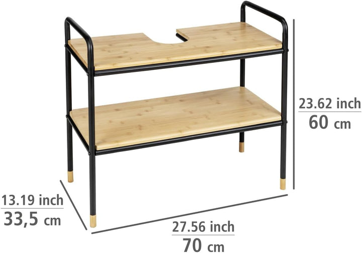 WENKO Waschbeckenunterschrank Loft mit 2 Ablagen aus FSC®-zertifiziertem Bambus, zur Aufbewahrung vo
